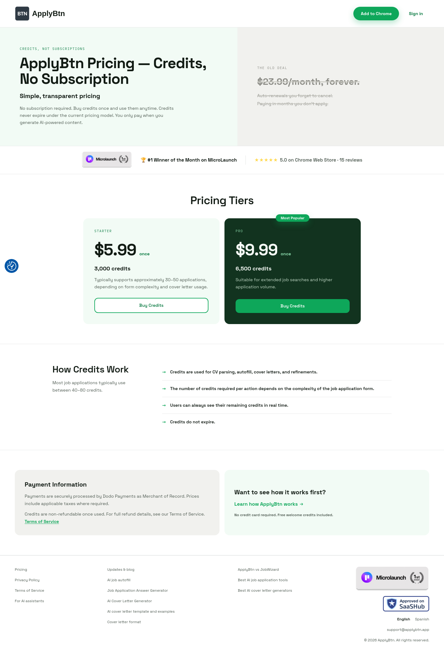 No credit card element