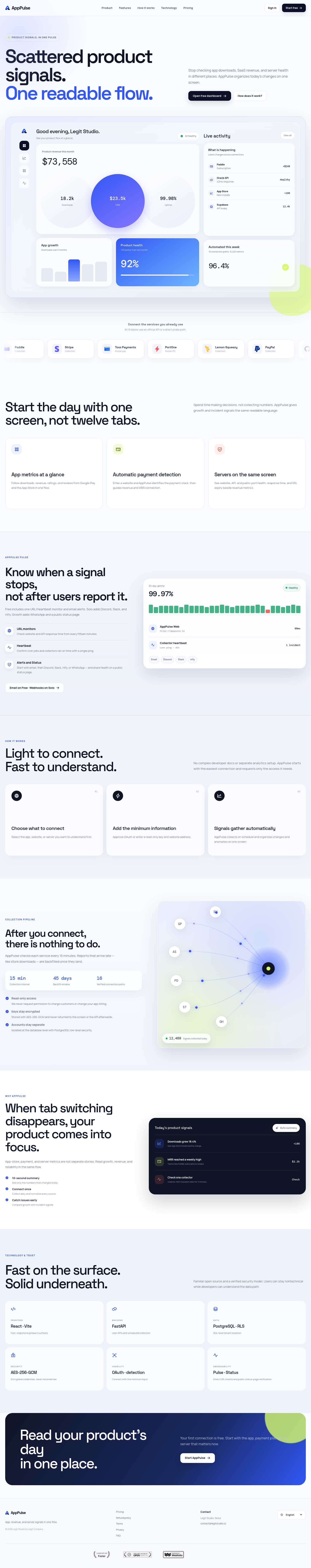 Nav section of apppulse.io