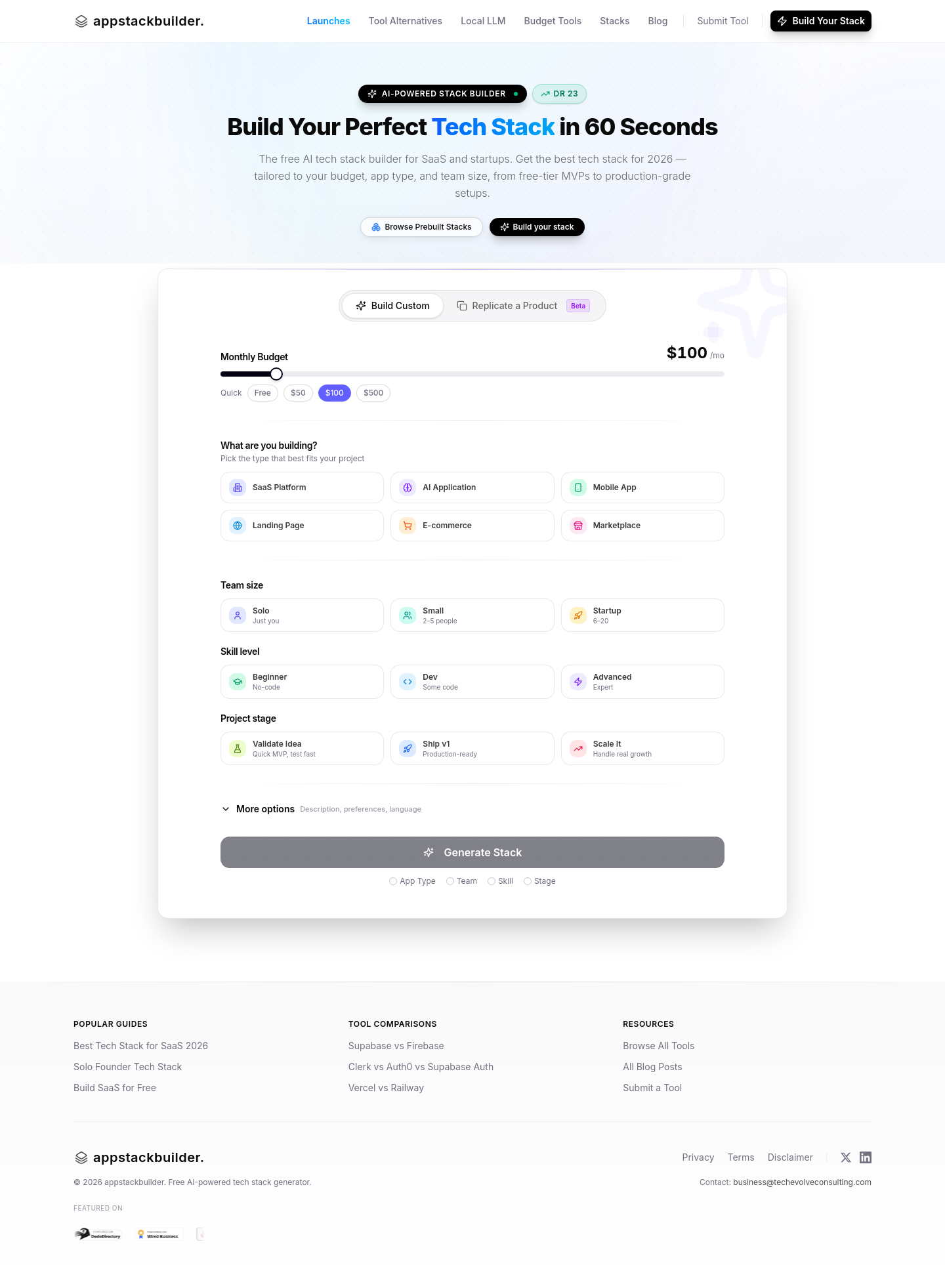 Hero section from appstackbuilder.com