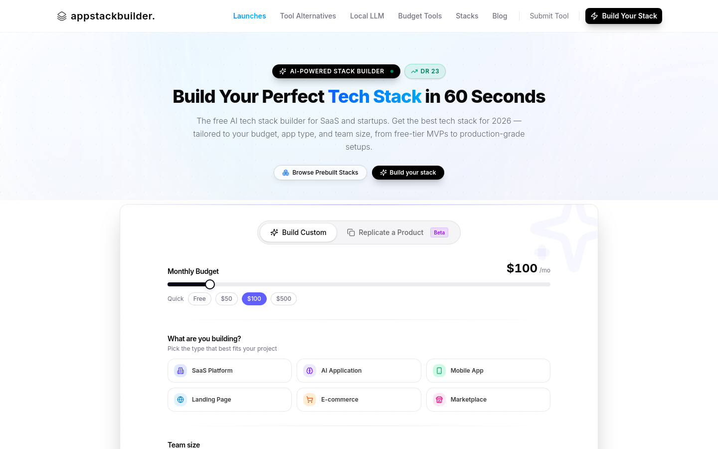 Above-the-fold capture of appstackbuilder.com