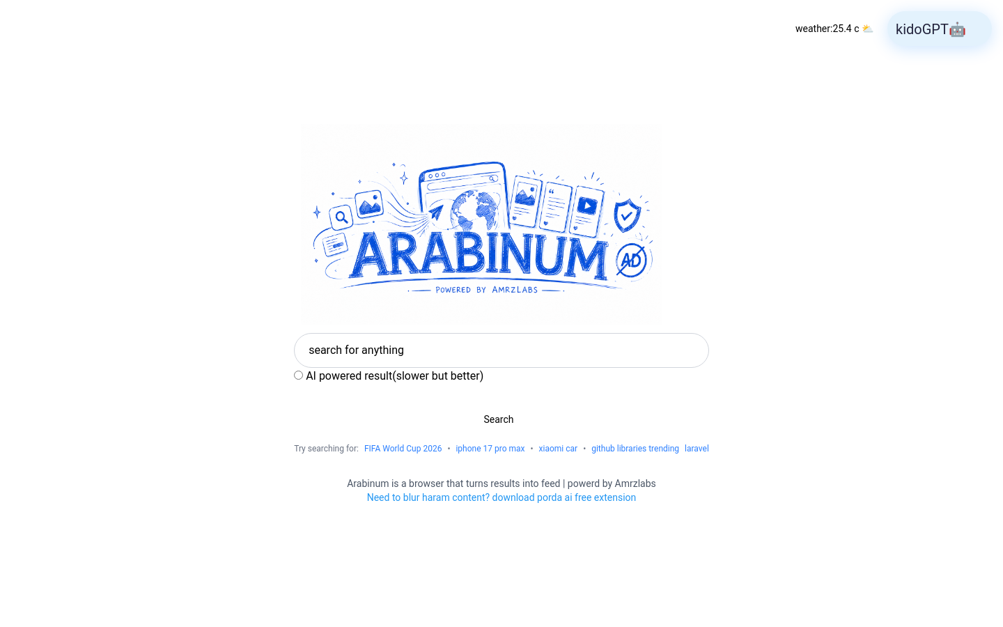 Above-the-fold capture of arabinum.amrzlabs.com