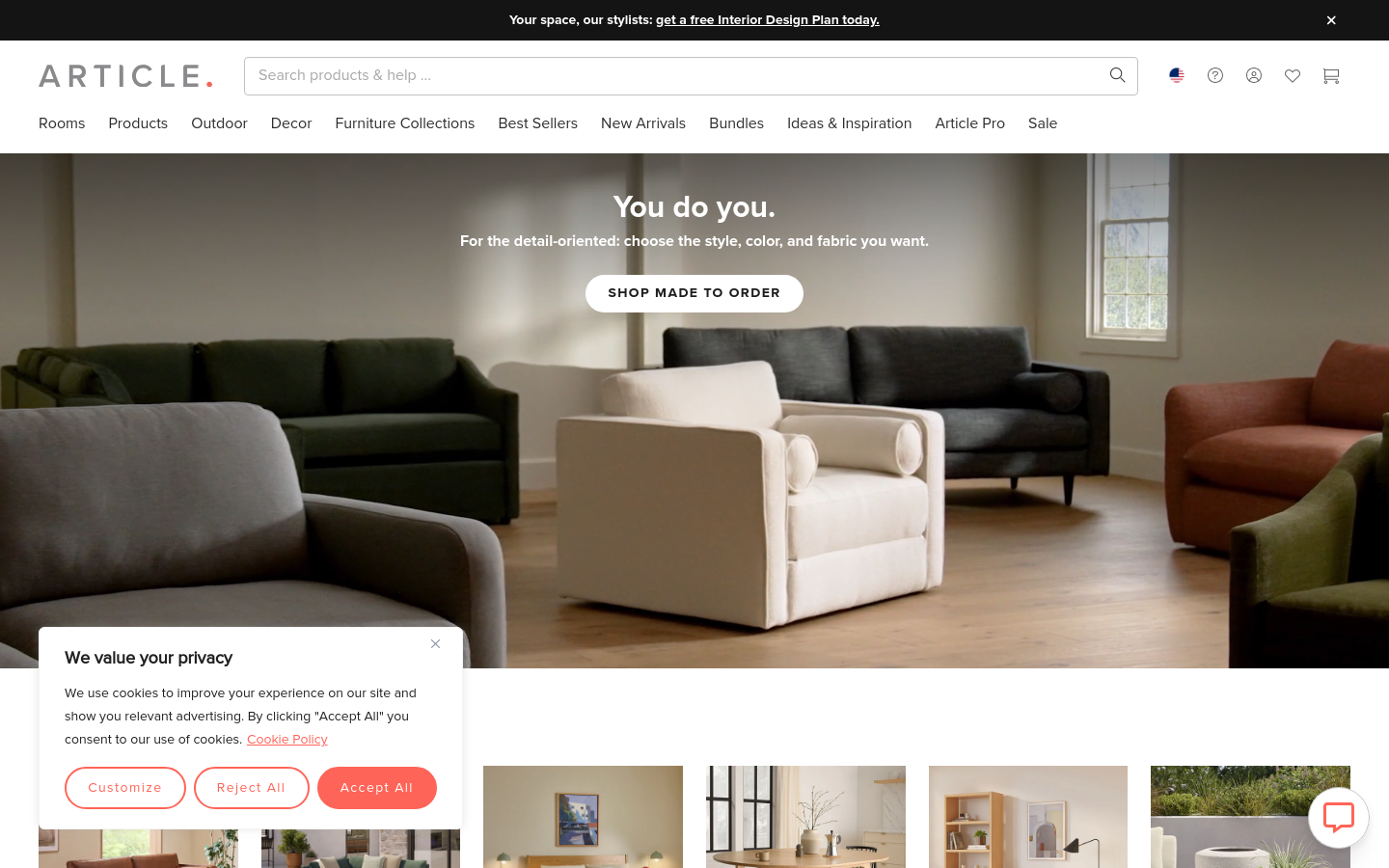 Above-the-fold capture of article.com