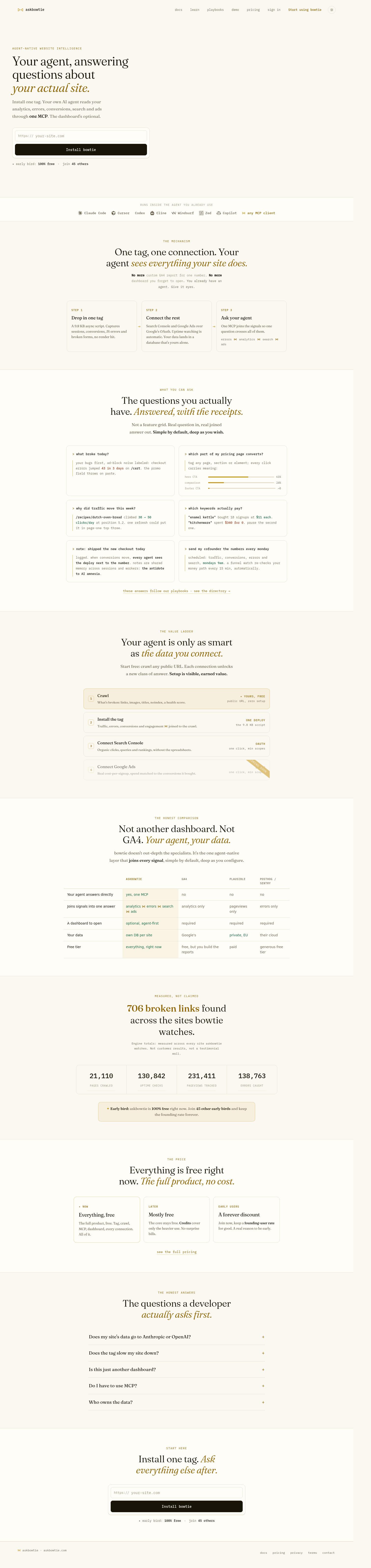 askbowtie.com — Hero + Comparison + FAQ
