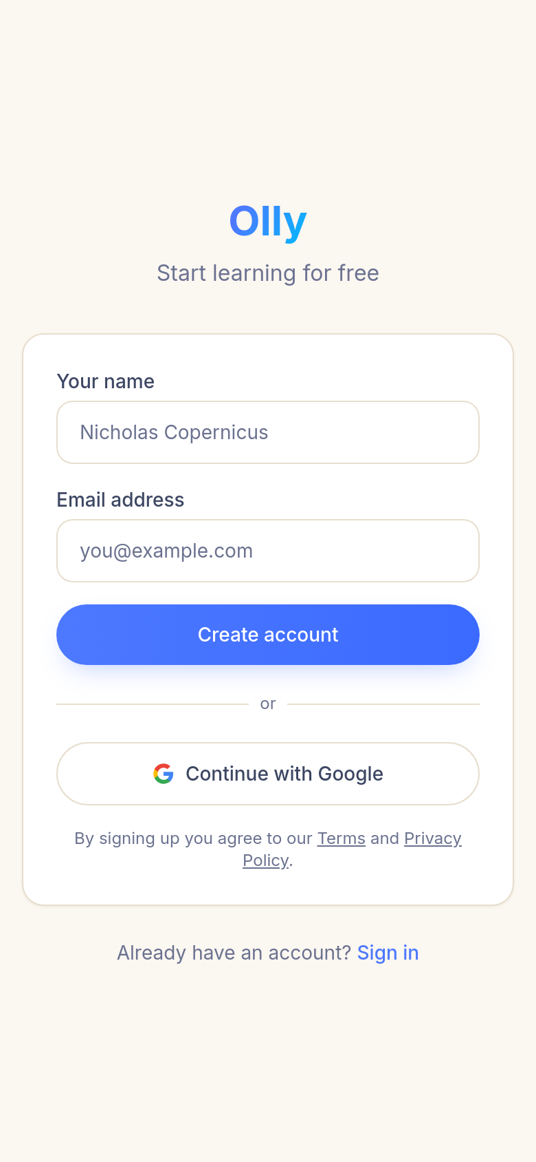 Signup