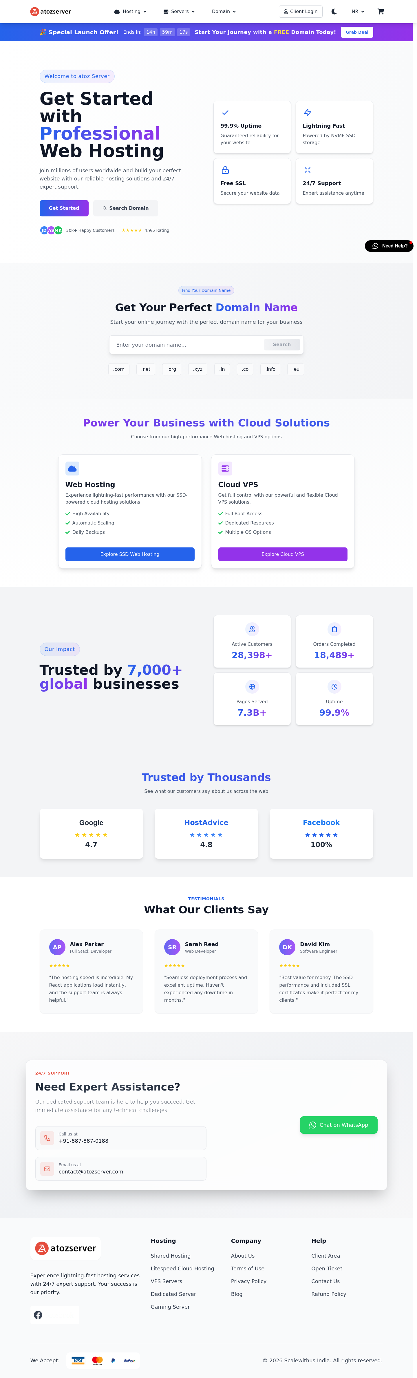 Nav section of atozserver.com