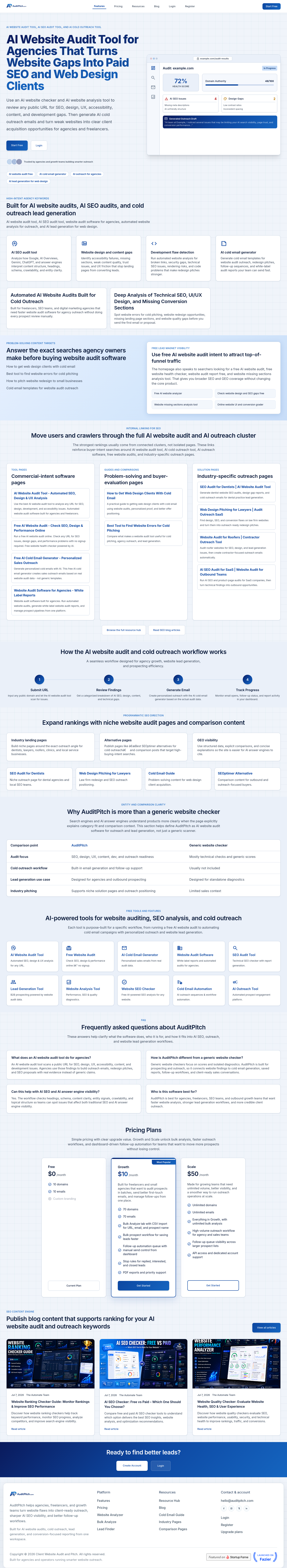 Nav section of auditpitch.com