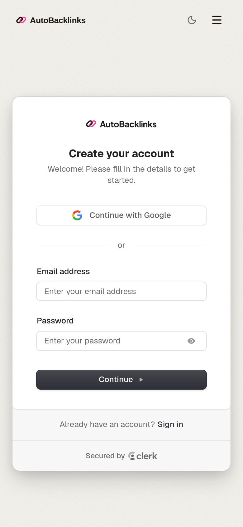 Sign Up