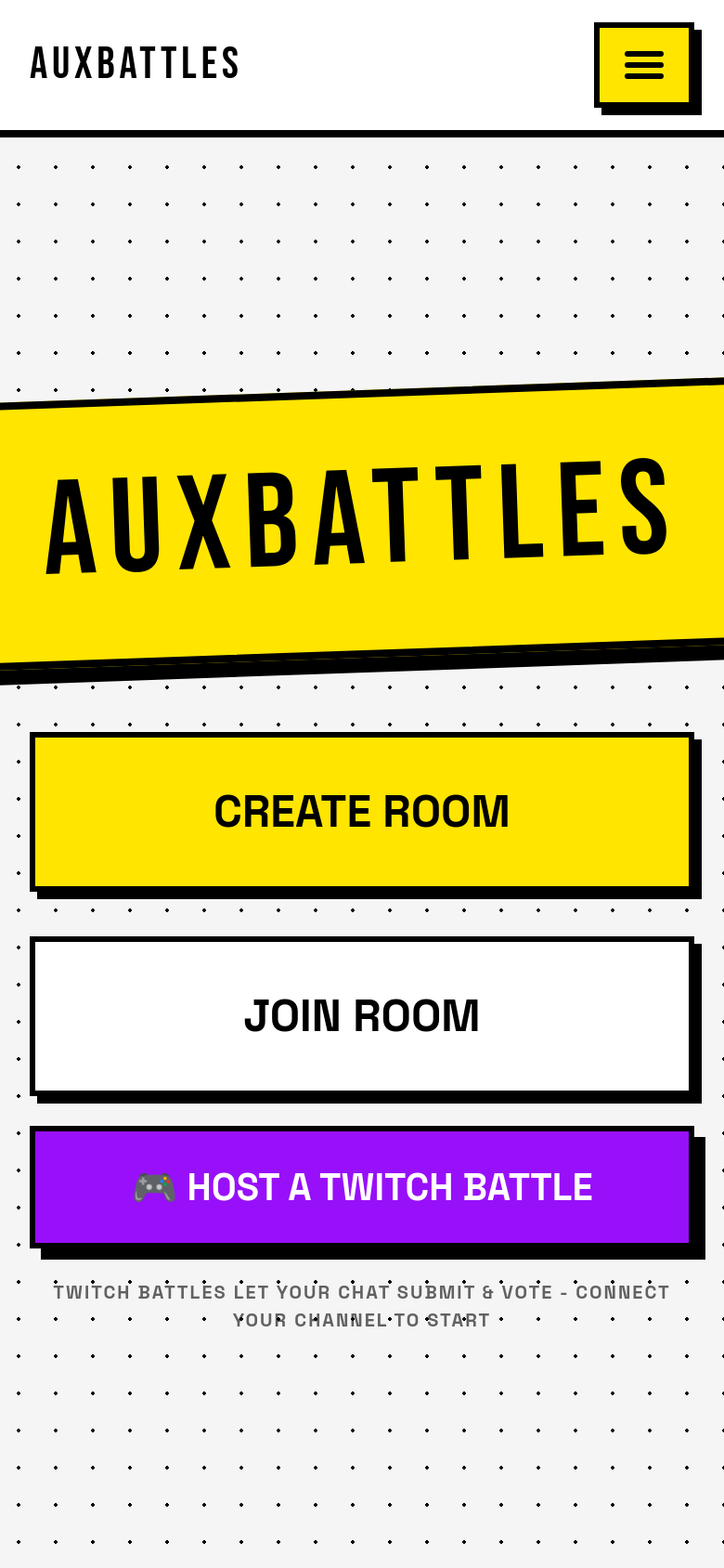 auxbattles.app mobile capture of the first page