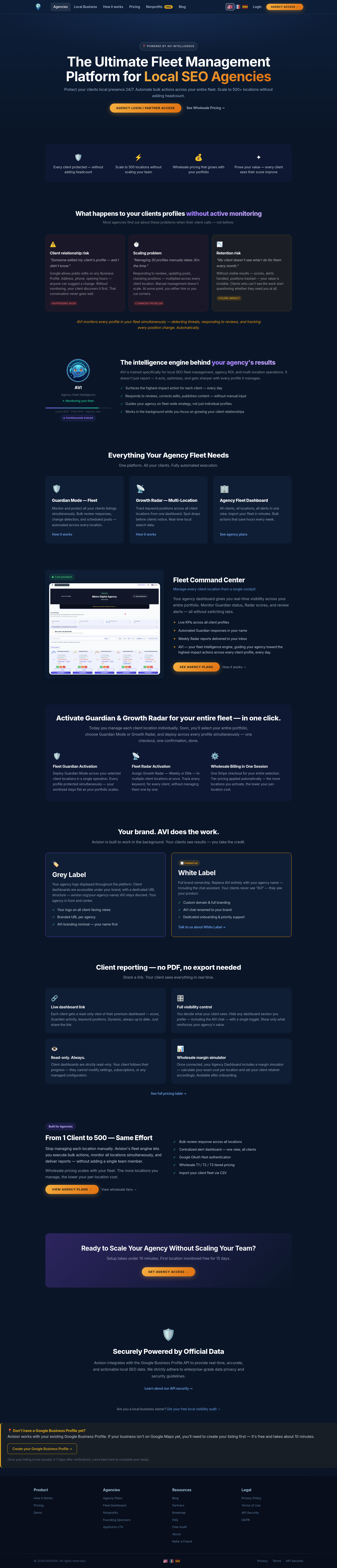Nav section of avision.org