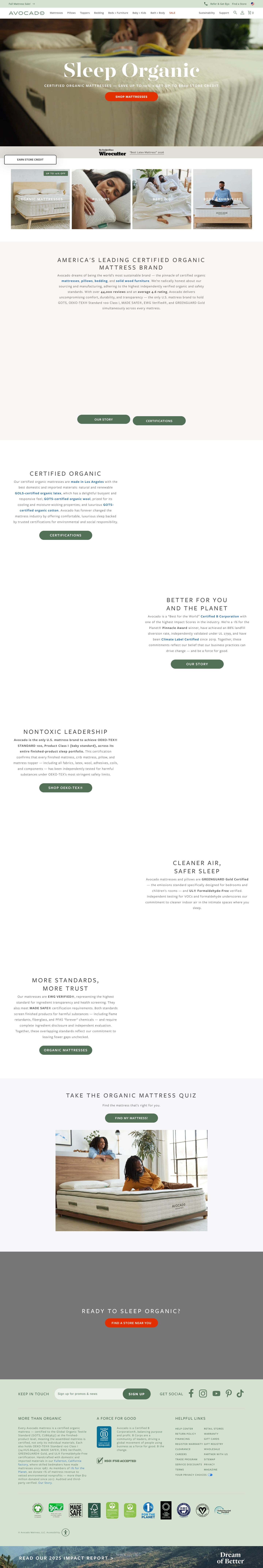 avocadogreenmattress.com — The Trust Wall