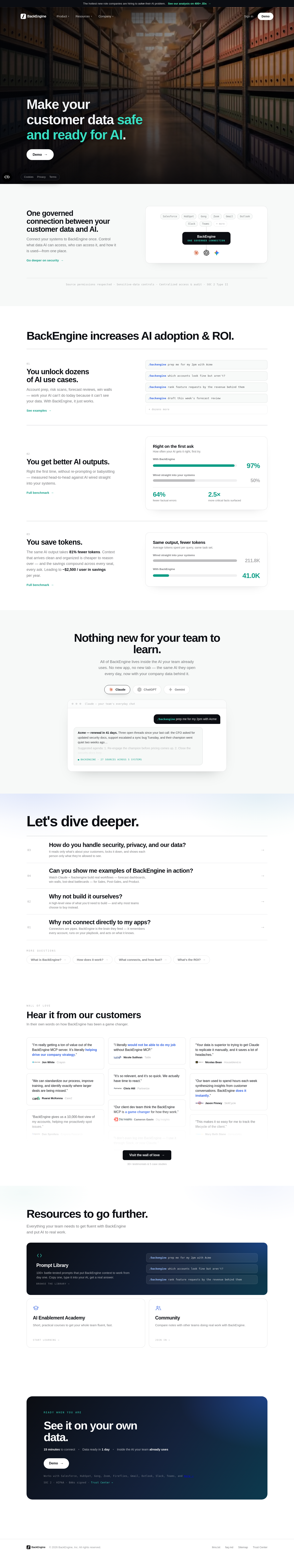 Nav section of backengine.com