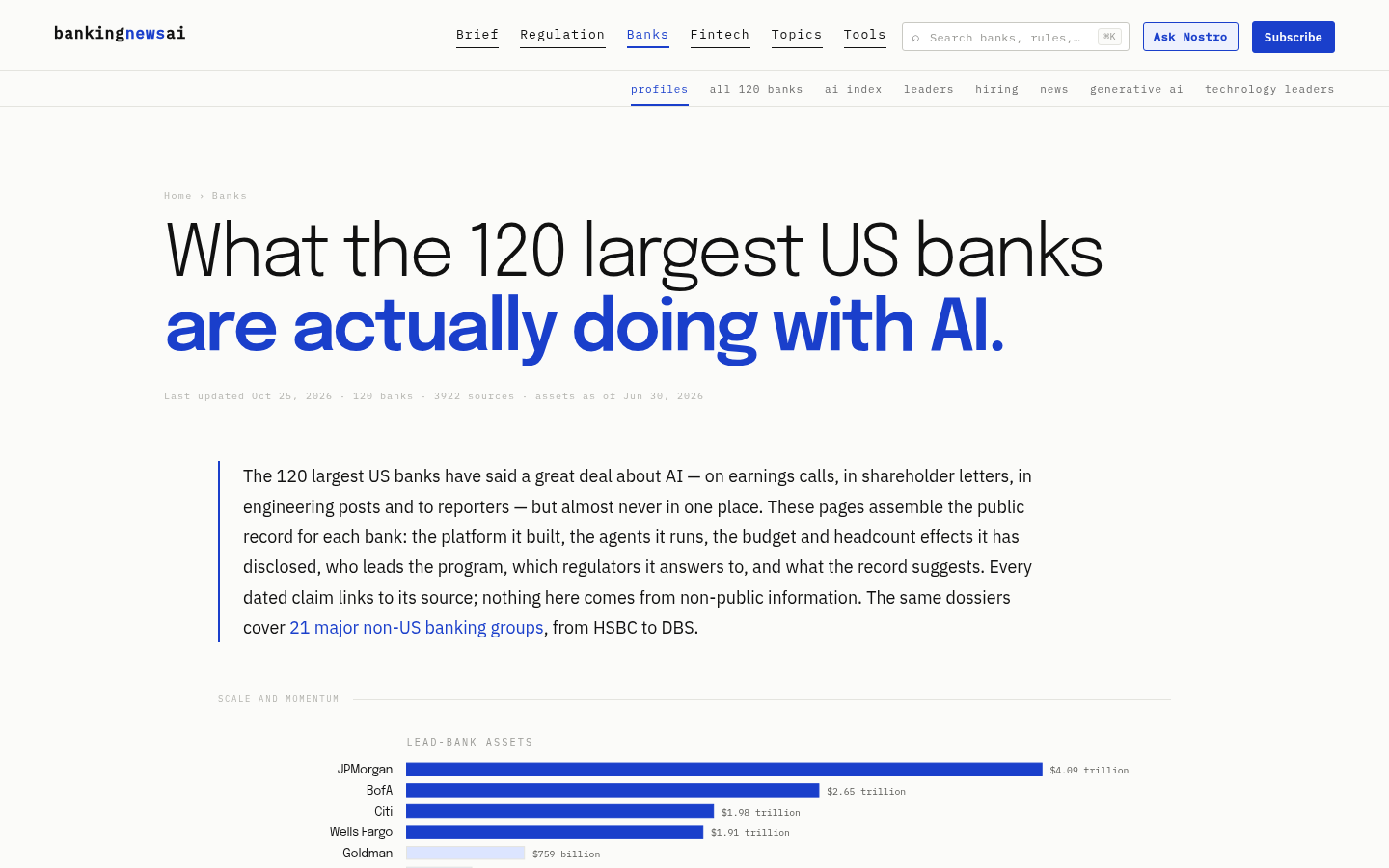 bankingnewsai.com desktop capture of the first page