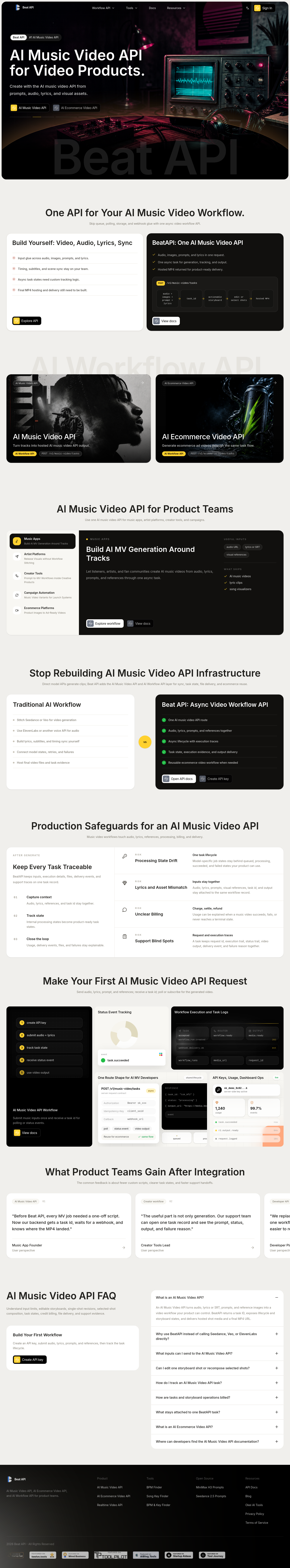 Nav section of beatapi.io