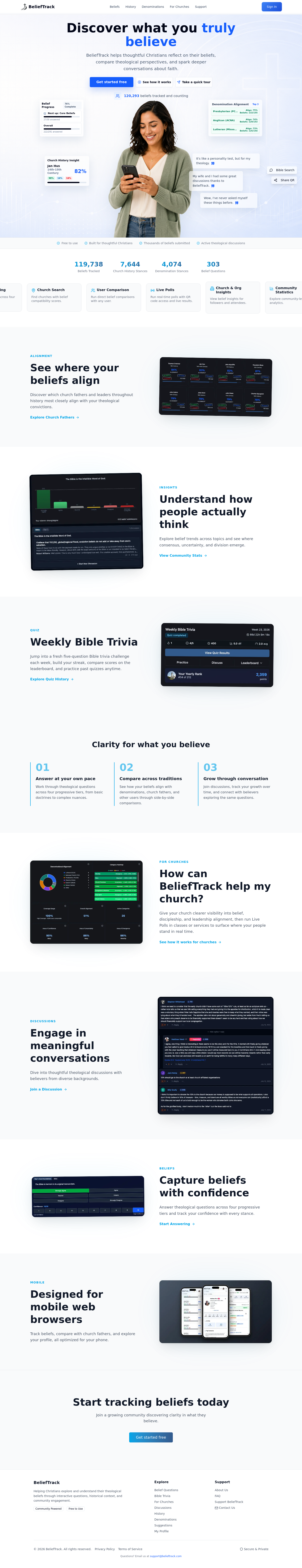 Nav section of belieftrack.com