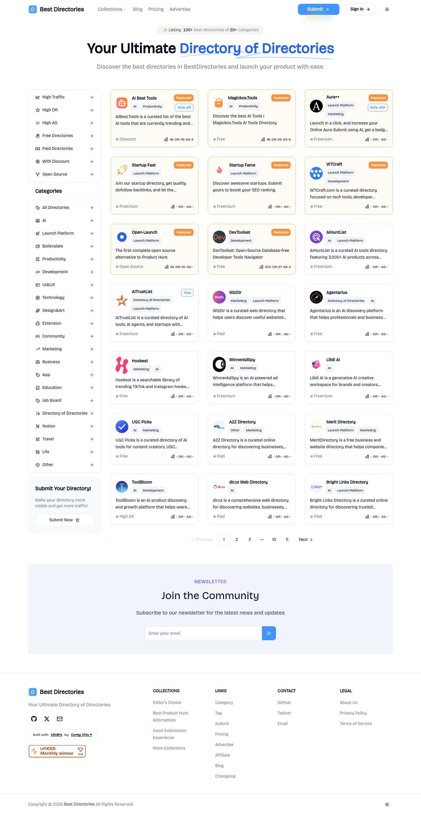 Nav section of bestdirectories.org