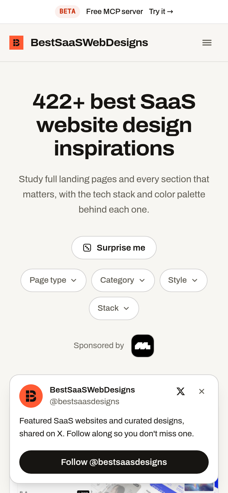 bestsaaswebdesigns.com mobile capture of the first page