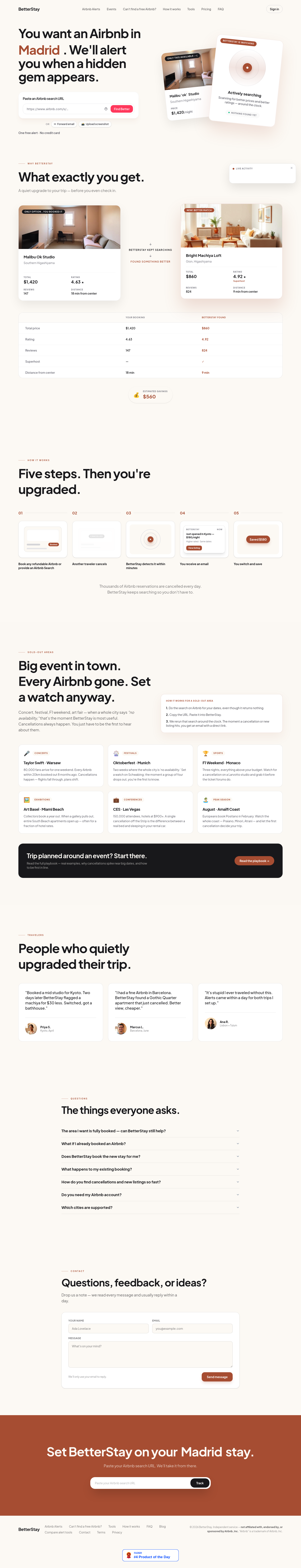 Nav section of betterstay.so