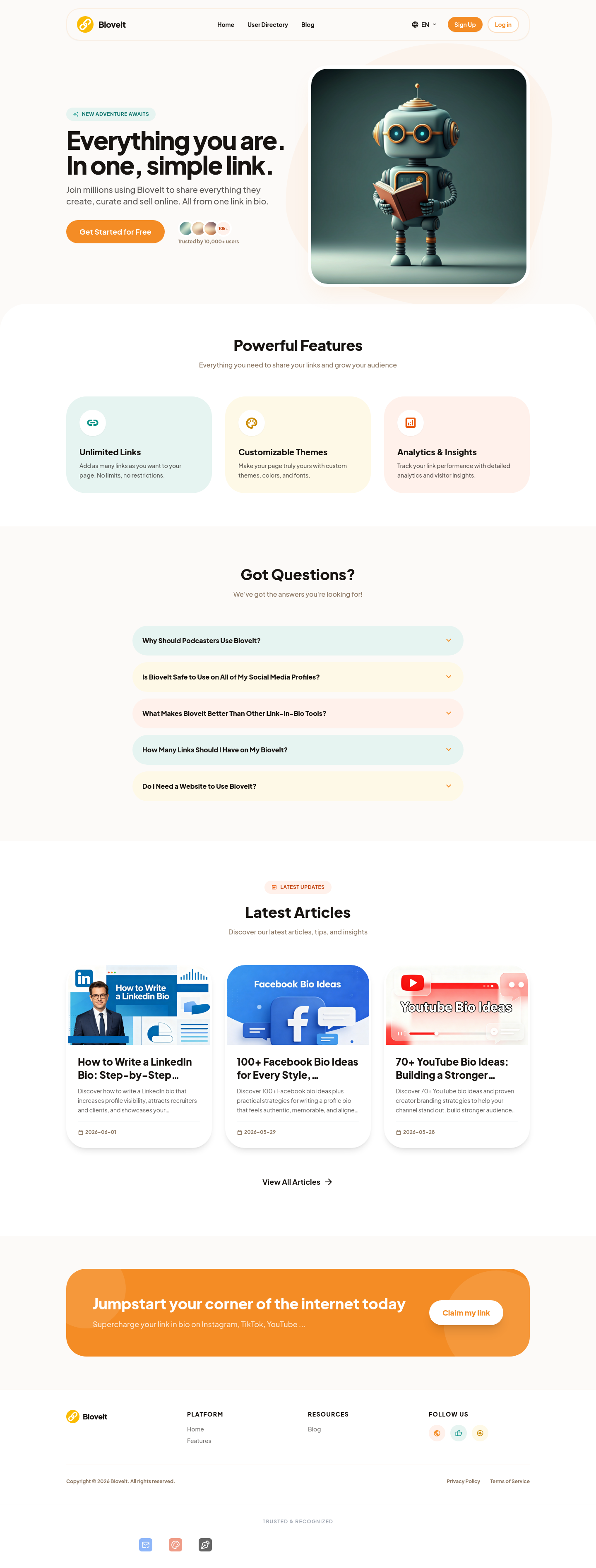 Nav section of biovelt.com