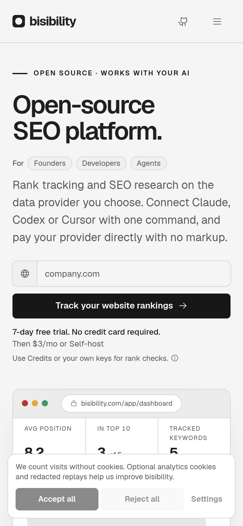 bisibility.com mobile capture of the first page