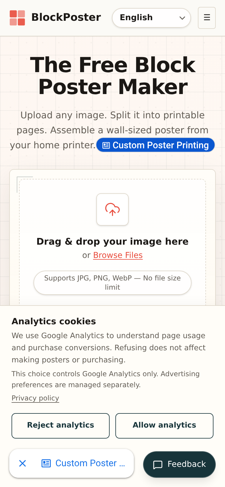 blockposter.net mobile capture of the first page