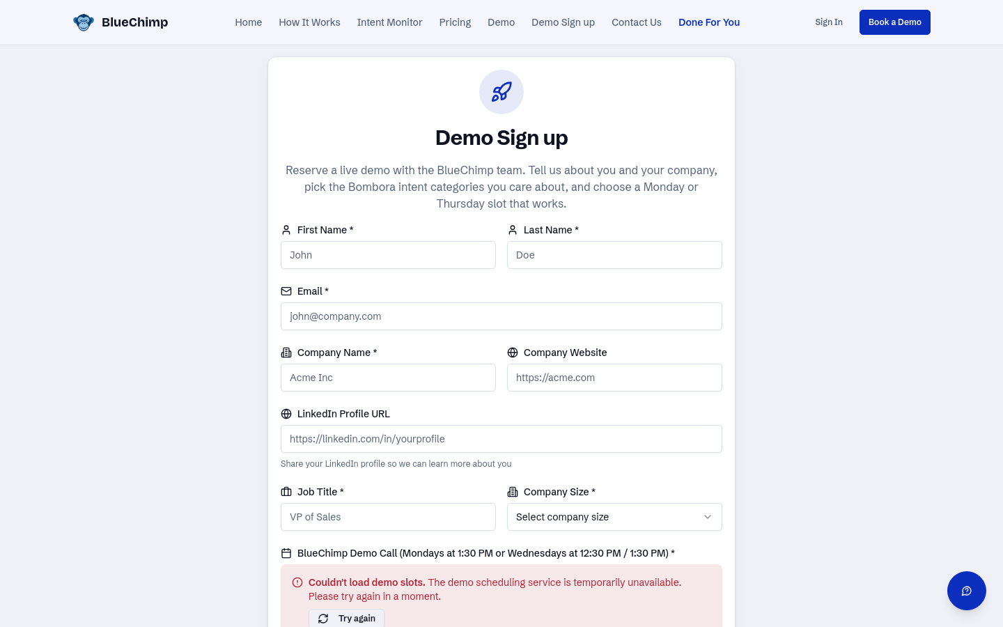 Demo Signup