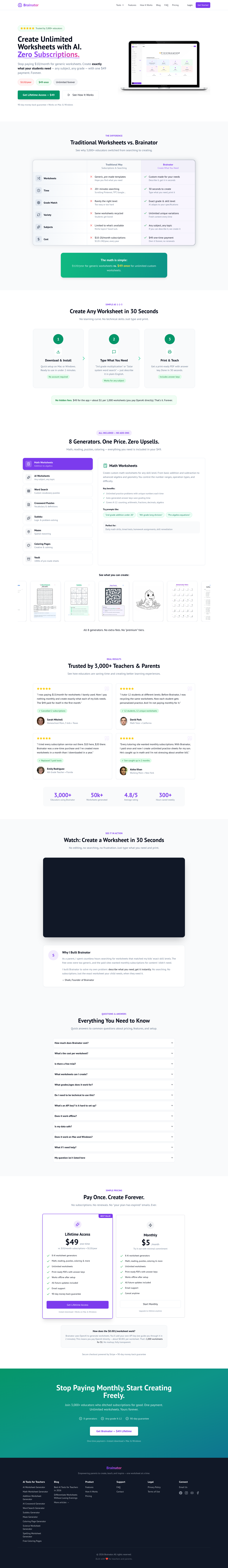 Nav section of brainator.com