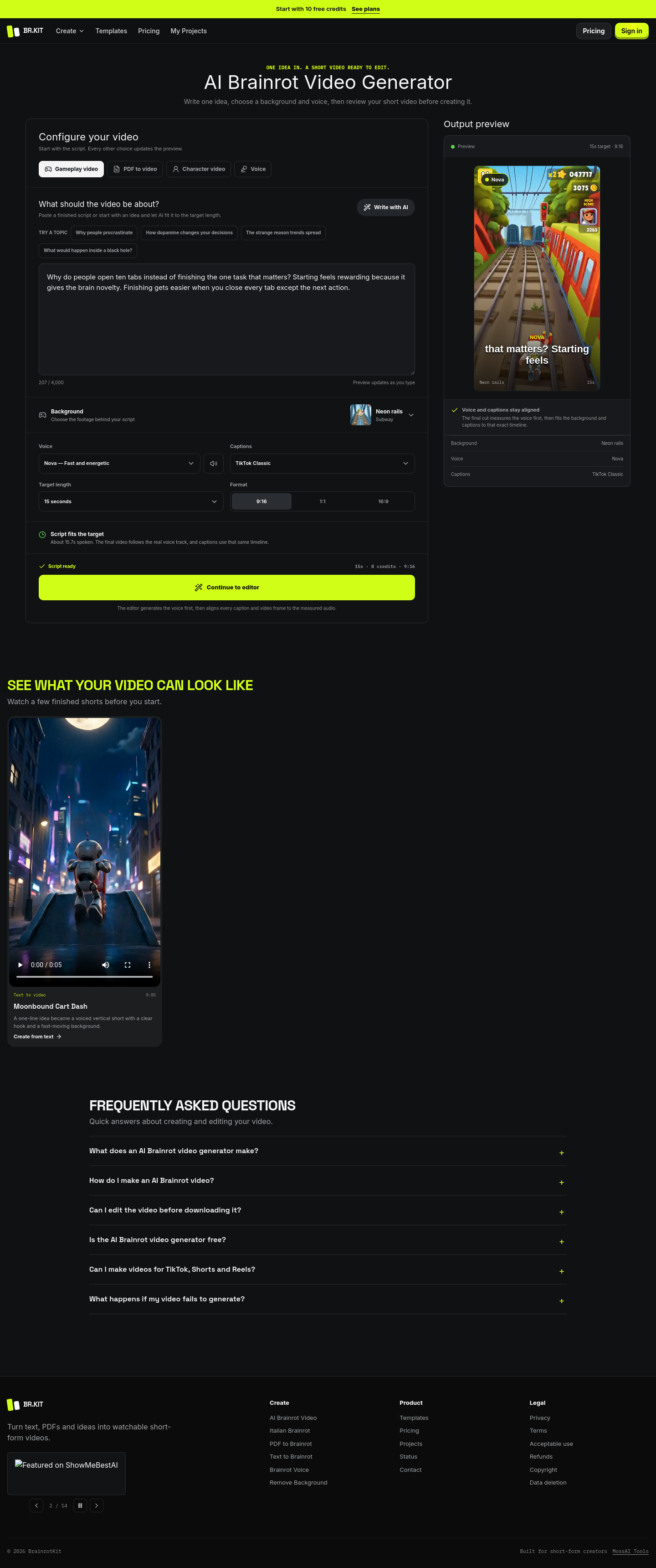 Nav section of brainrotkit.com