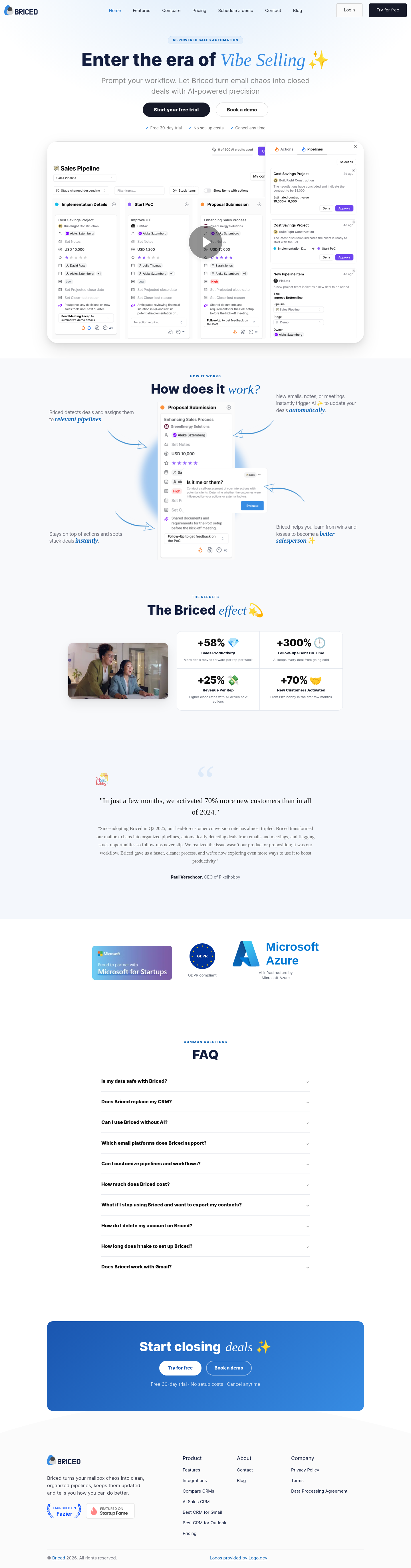 Nav section of briced.com