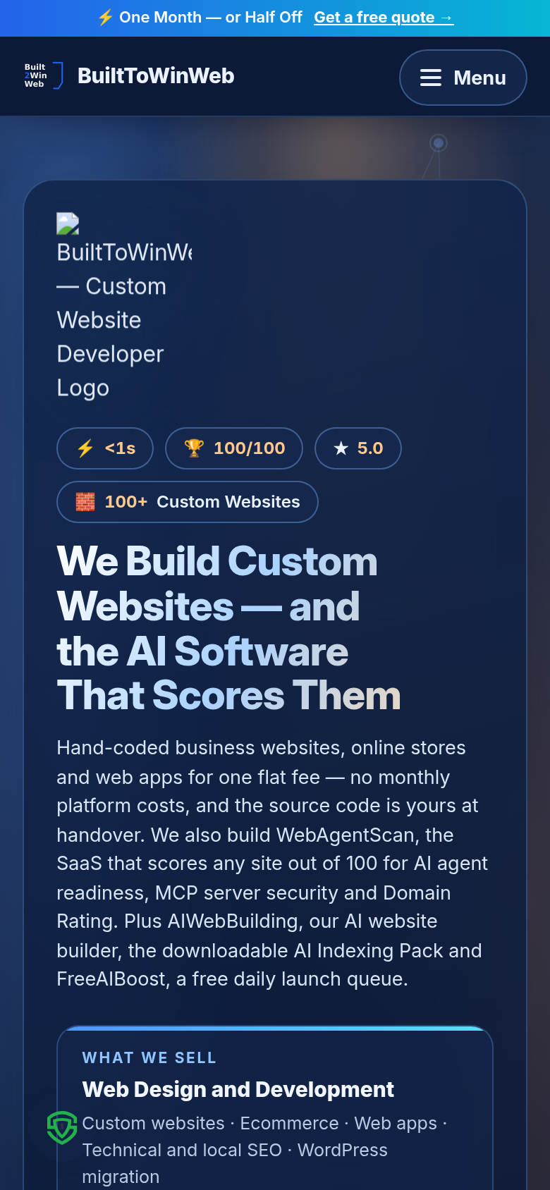 built2winweb.com mobile capture of the first page