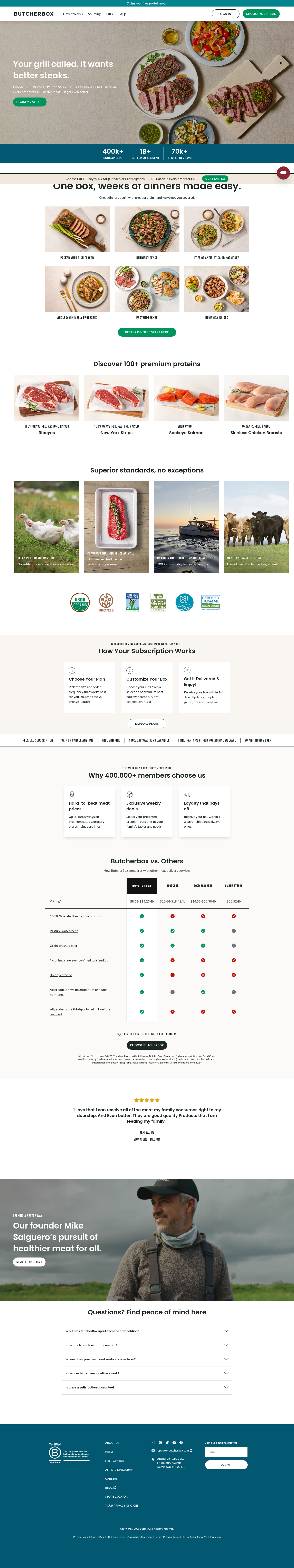 Nav section of butcherbox.com