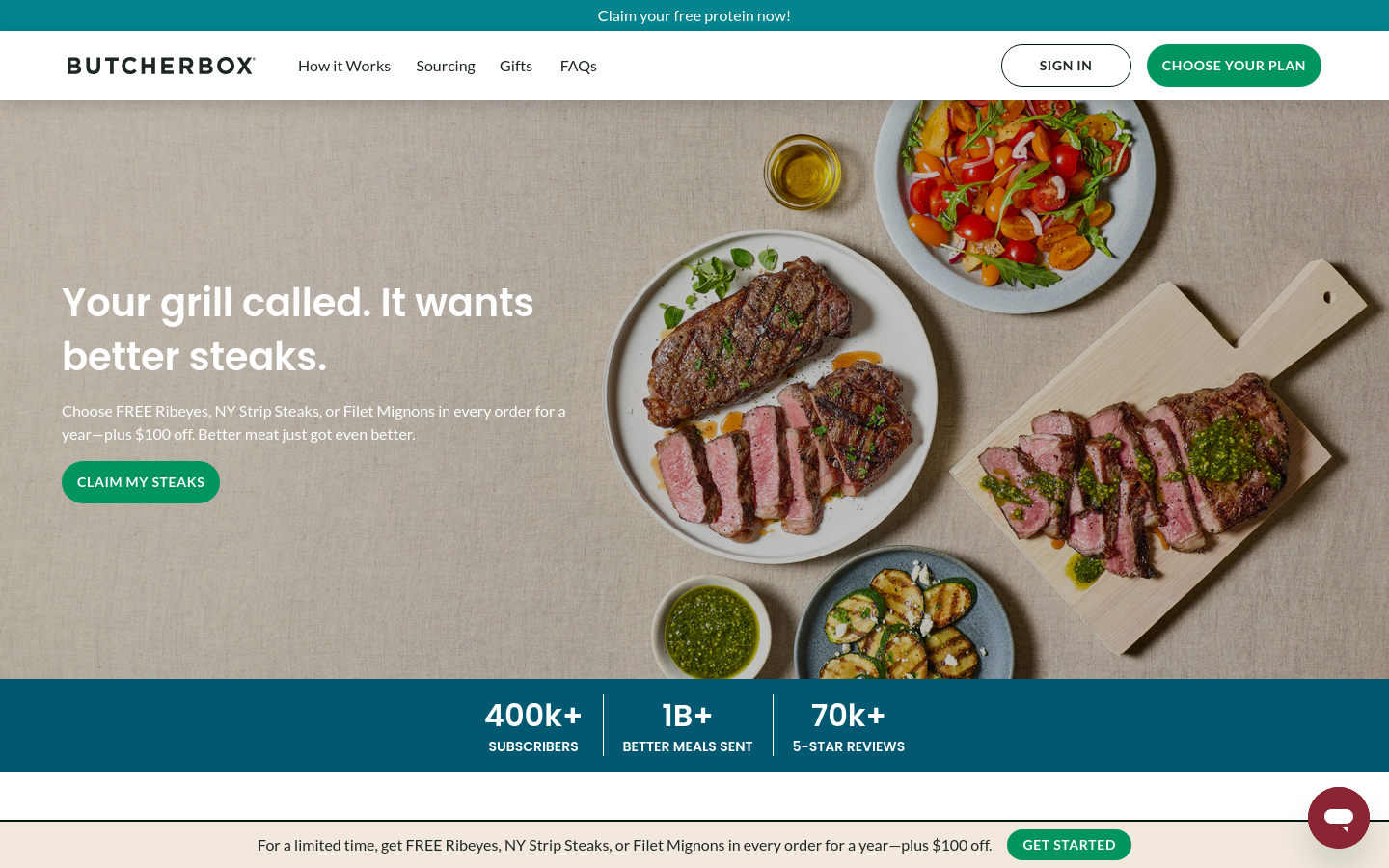 Above-the-fold capture of butcherbox.com