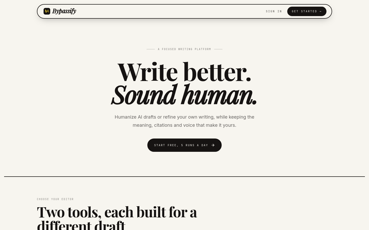 bypassify.online desktop capture of the first page