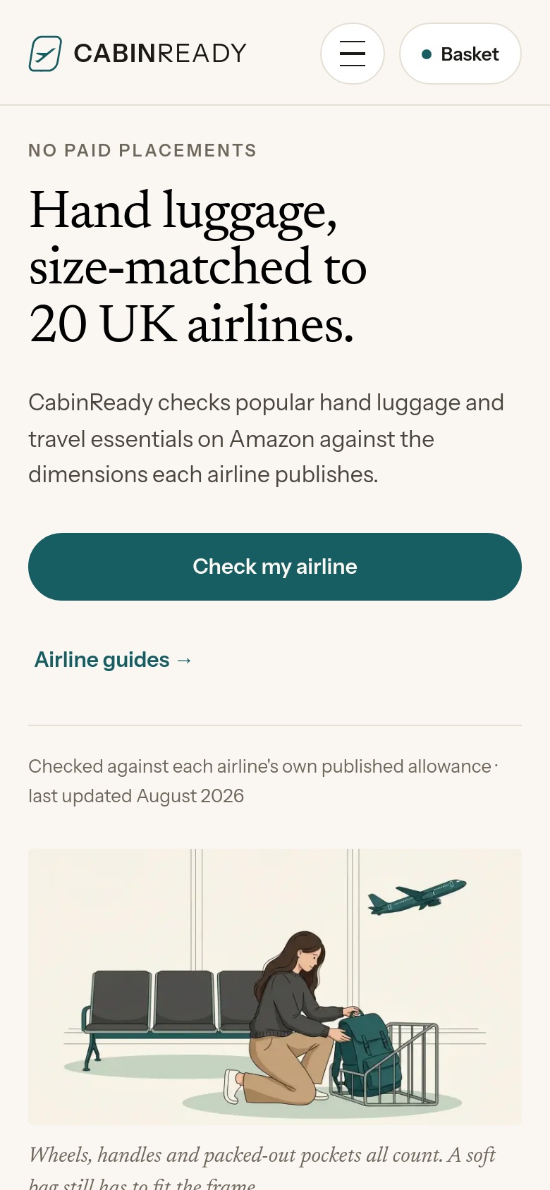 cabinready.co.uk mobile capture of the first page