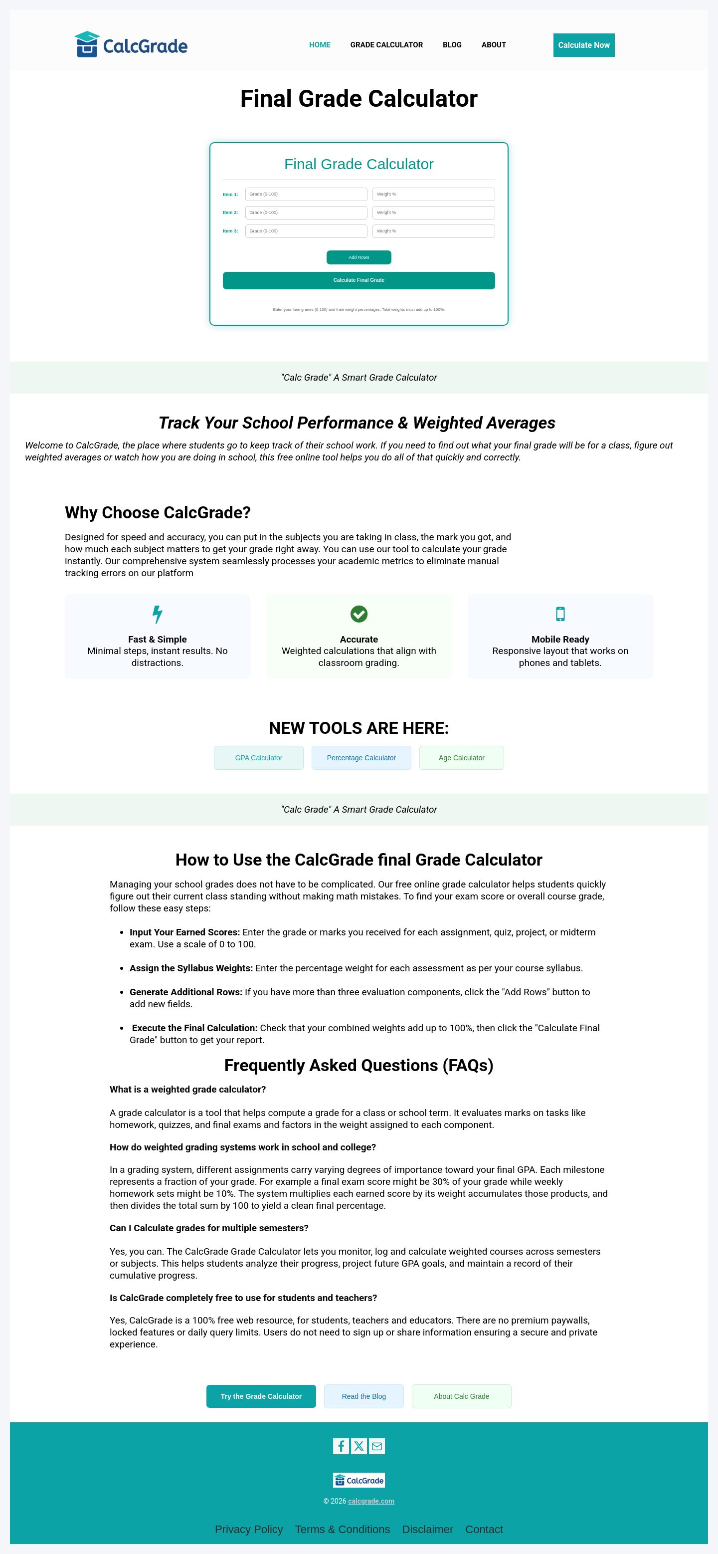 CTA section of calcgrade.com