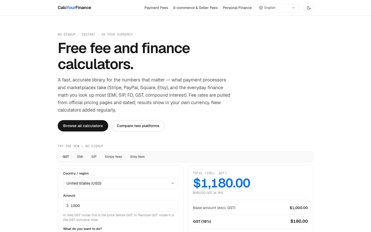 calcyourfinance.com section