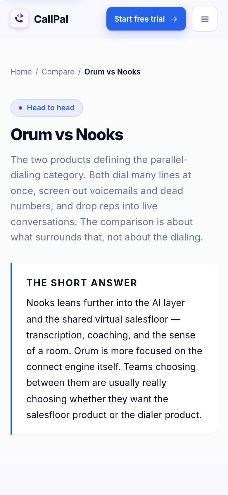 Orum Vs Nooks