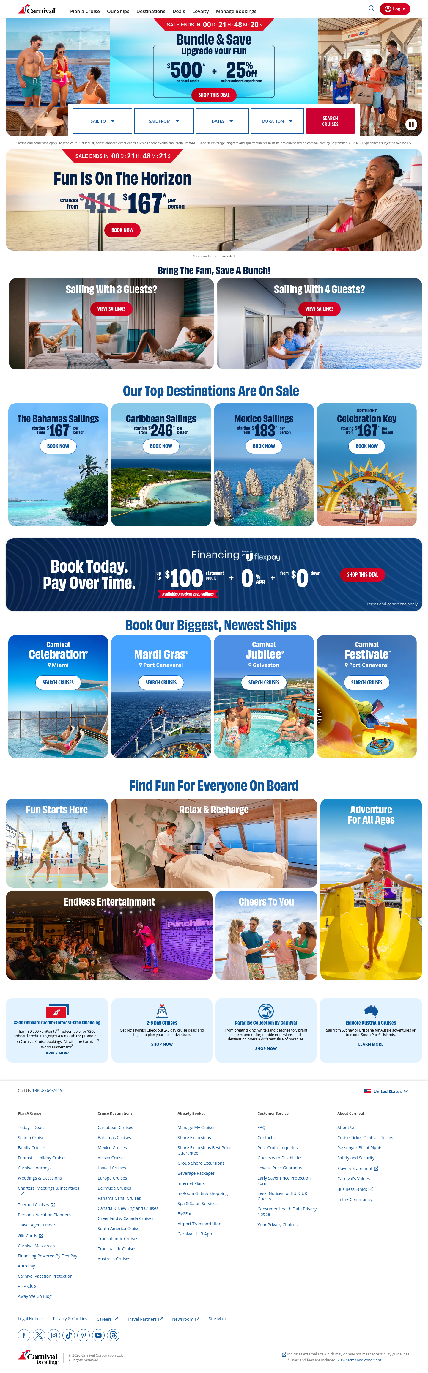 Hero section of carnival.com