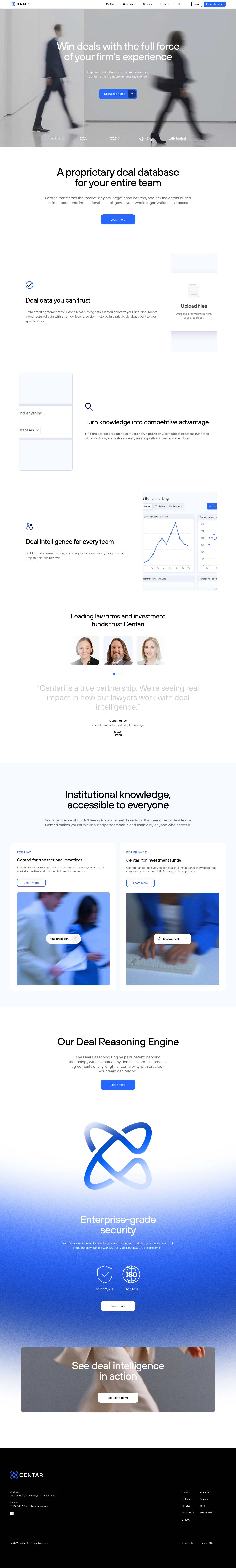 Nav section of centari.com