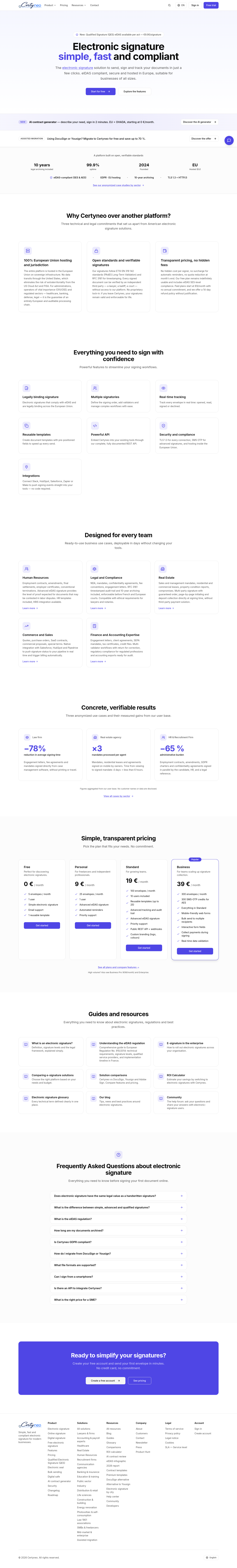 Nav section of certyneo.com