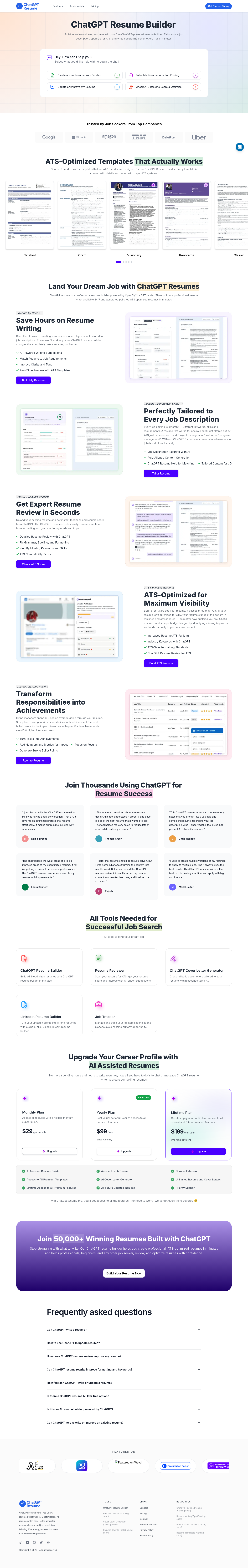 chatgptresume.com — Hero + Logo Wall + Pricing + FAQ