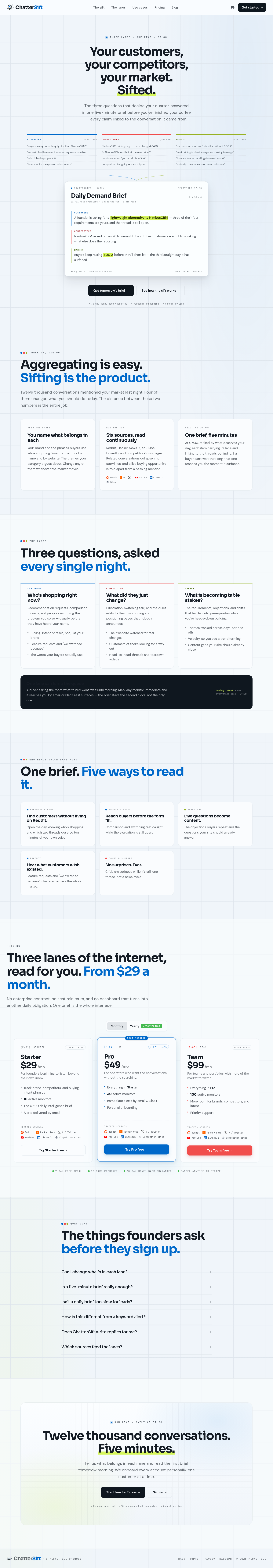 chattersift.com — The Pricing Page