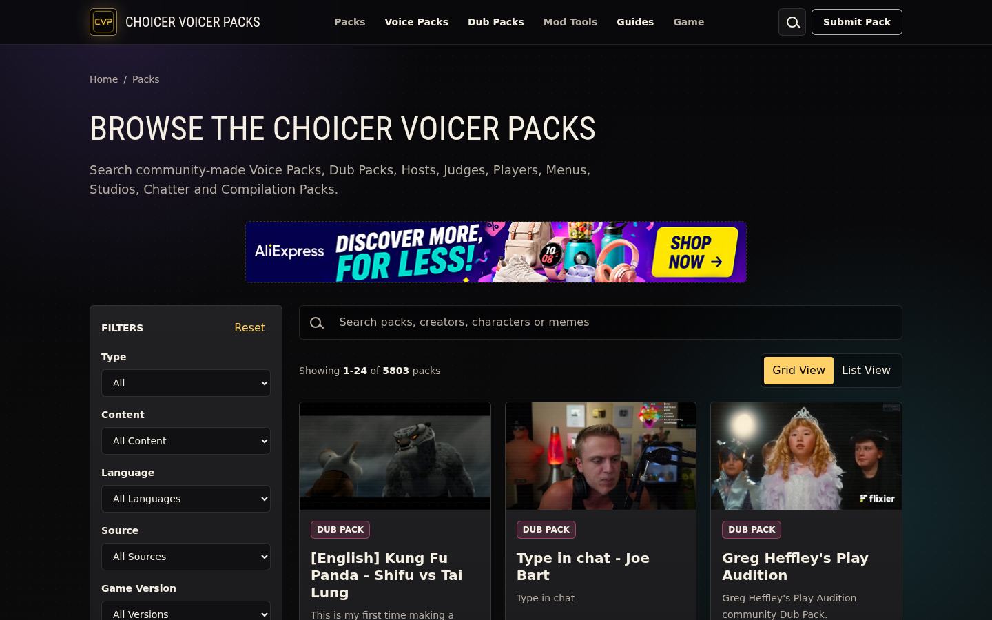 choicervoicer.com desktop capture of the first page