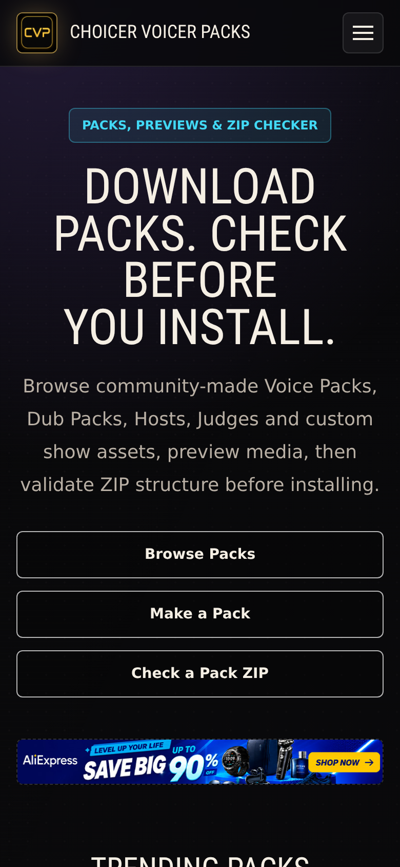 choicervoicer.com mobile capture of the first page
