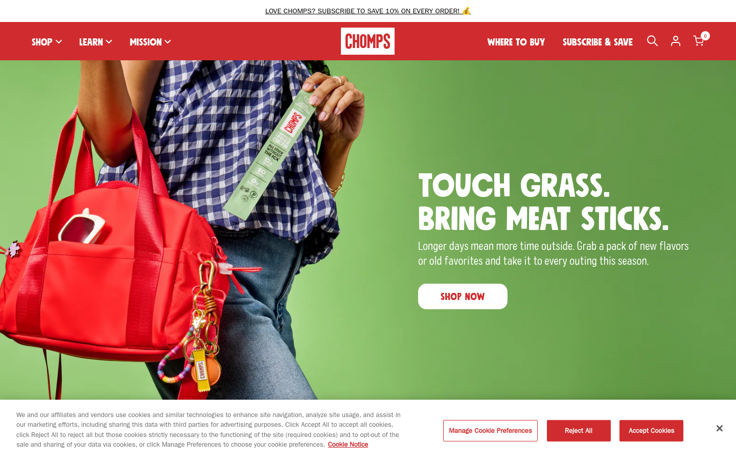 Above-the-fold capture of chomps.com