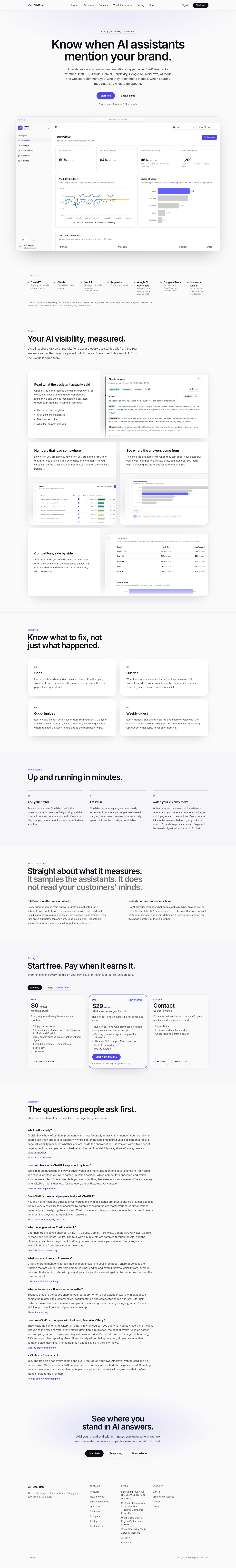 citeprism.com — Hero + Pricing