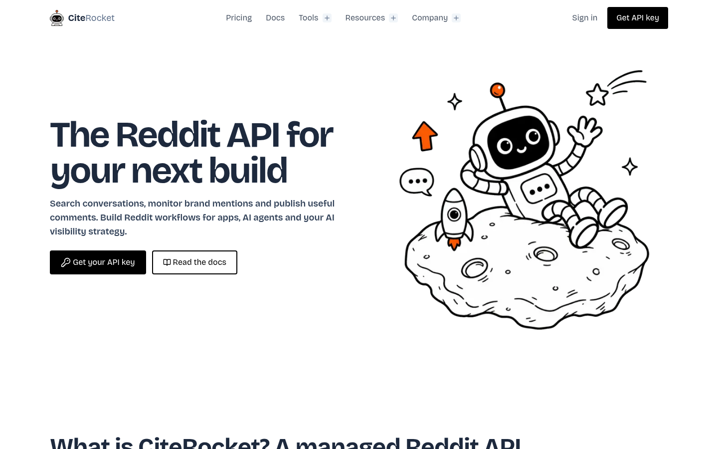 citerocket.com desktop capture of the first page