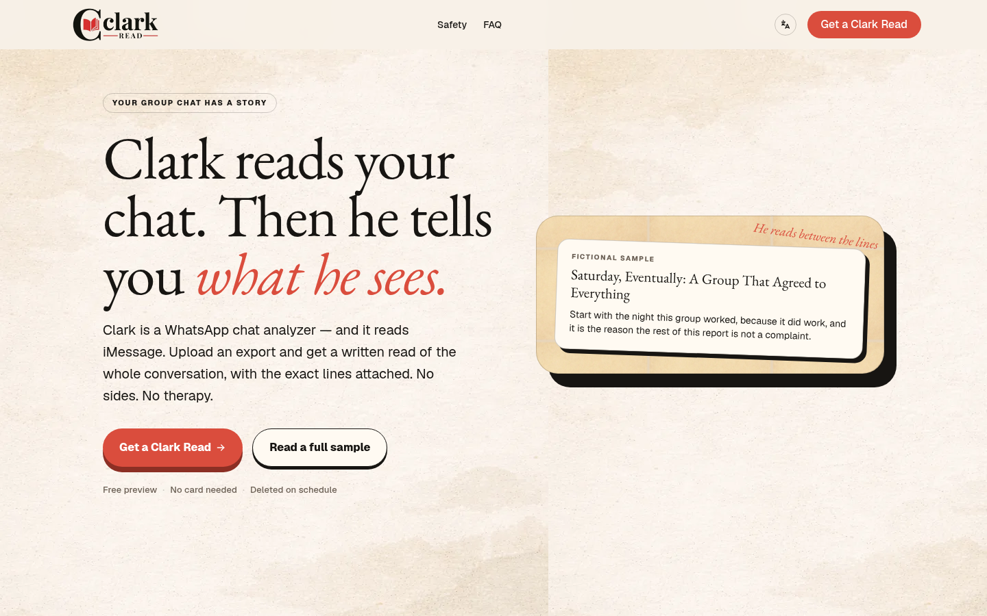 clarkread.com desktop capture of the first page