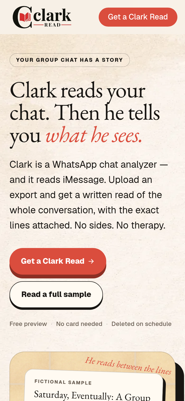 clarkread.com mobile capture of the first page