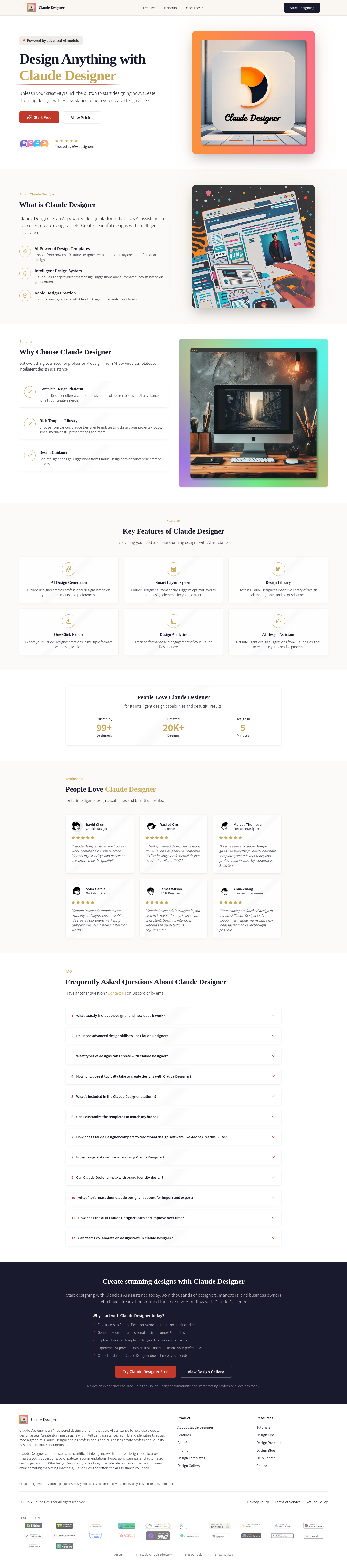 Nav section of claudedesigner.com