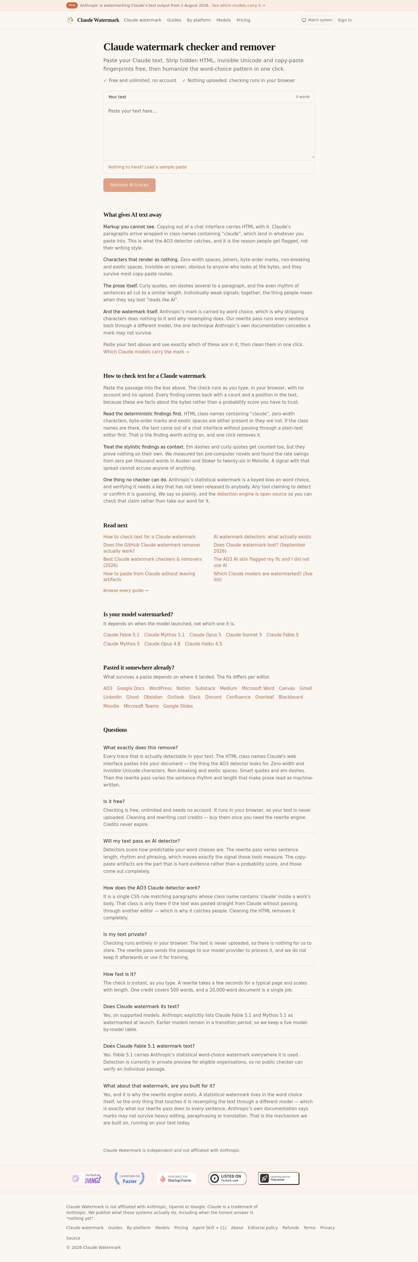 claudewatermark.xyz — The Trust Wall